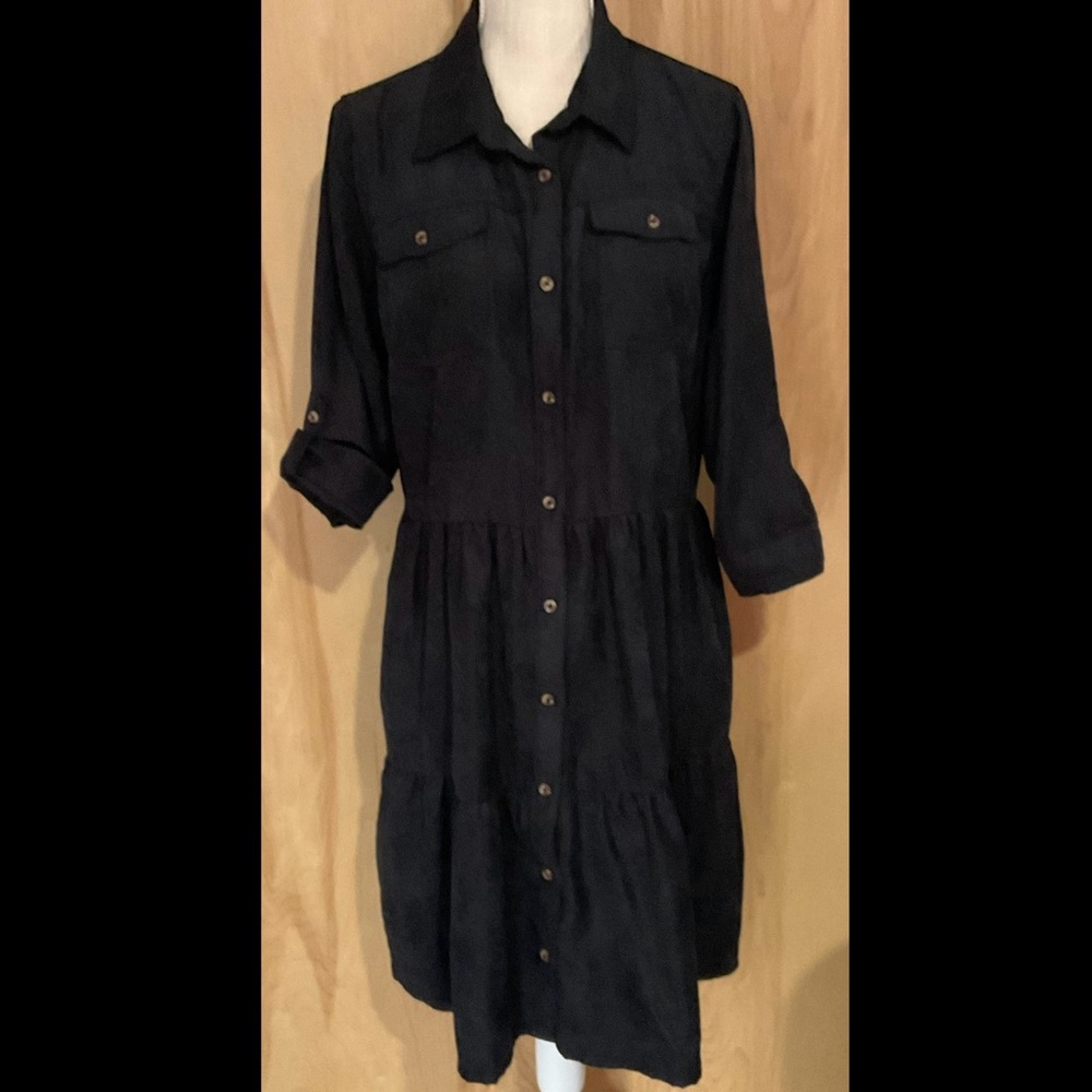 Millenium Charcoal Gray Tiered Dress Pockets - EUC